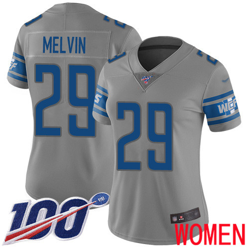 Detroit Lions Limited Gray Women Rashaan Melvin Jersey NFL Football #29 100th Season Inverted Legend